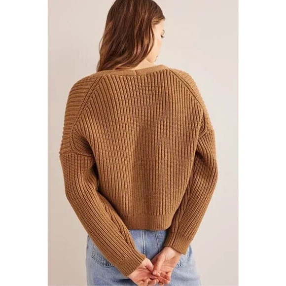 Boden Knit Oversized Ribbed Cardigan Sweater Women's Camel Tan Size Small - Picture 2 of 6